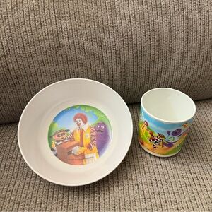 1991 McDonald's Melamine mug and cereal bowl. They promote recycling.
